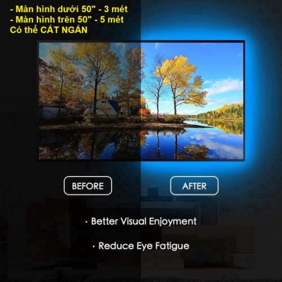 Dây Đèn Led Trang Trí Tivi, Máy Tính - App 16 Triệu Màu Nháy Theo Nhạc