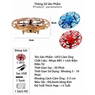Đĩa Bay Ufo Cảm Ứng Hồng Ngoại - Pin Sạc, Nhựa Dẻo Chống Va Đập
