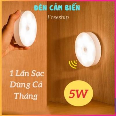 Đèn Cảm Biến - Sạc USB - Đèn Led Tròn Cảm Ứng Chuyển Động Dán Tường