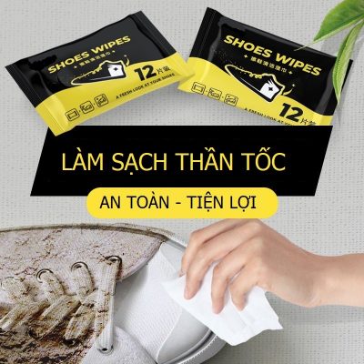 Khăn Lau Giày Sneaker Gói 12 Khăn Tiện Lợi - Quick Wipe Phù Hợp Giày Vải Và Giày Da