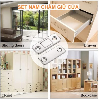 Set Nam châm Giữ cửa tủ quần áo/cửa chính - Không cần khoan lắp