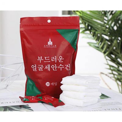 Gói 20 Khăn Giấy Nén Hàn Quốc Cao Cấp - Khăn 24x30cm - Loại Dày 2 Lớp - Mang Đi Du Lịch, Công Tác Tiện Lợi