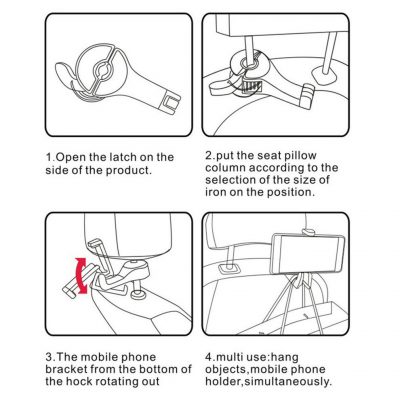 Móc Treo Đồ Gắn Sau Ghế Ô Tô - Kèm Giá Đỡ Điện Thoại